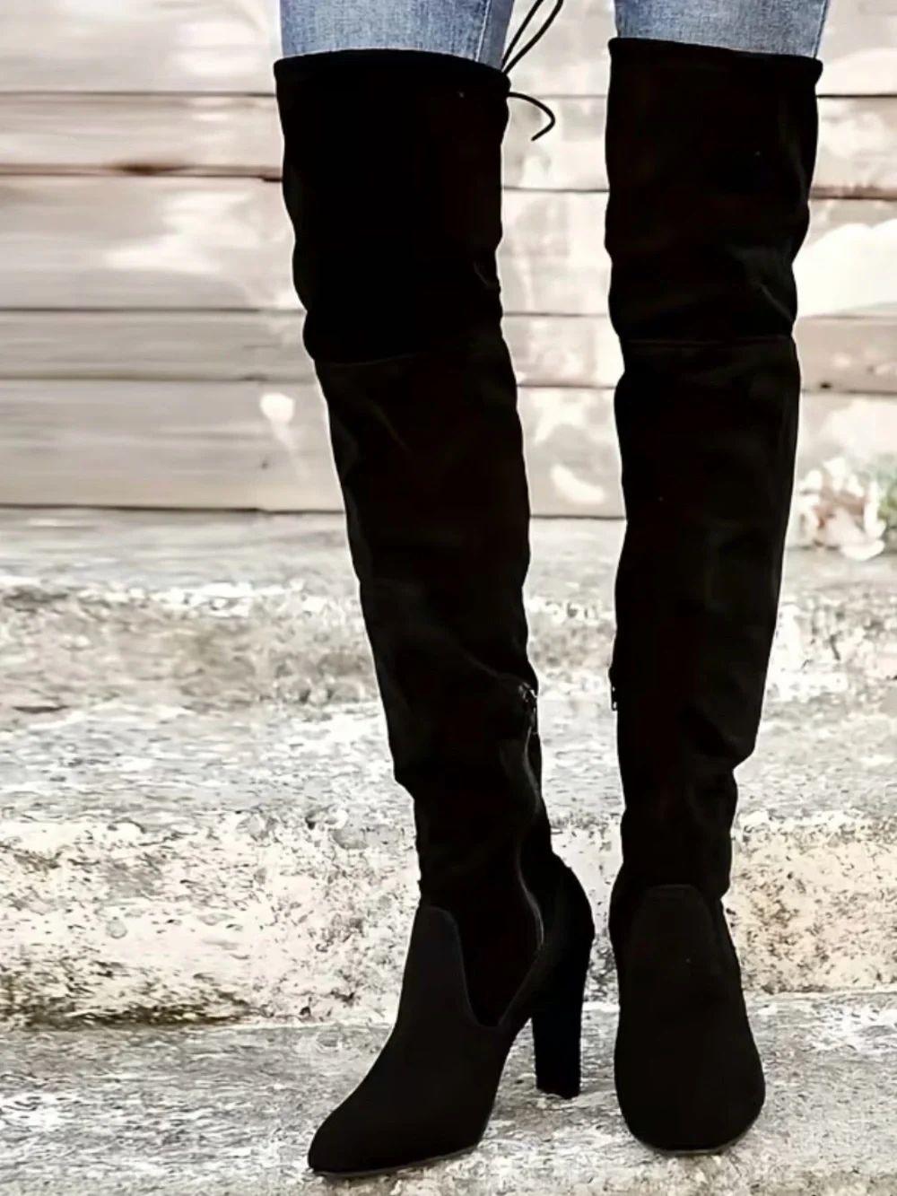 Women’s Black Over-the-Knee Heeled Boots